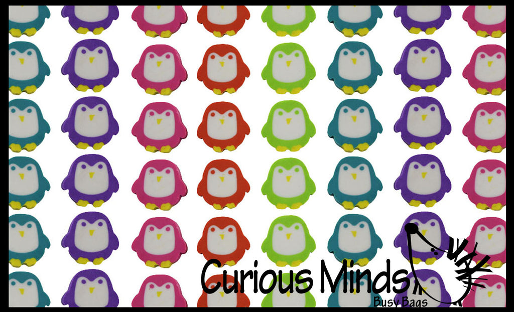 144 (12 Dozen) Colorful Cute Penguin Mini Erasers - Novelty and Functional Adorable Eraser Novelty Treasure Prize, School Classroom Supply, Math Counters - Sorting - Winter Party Favor