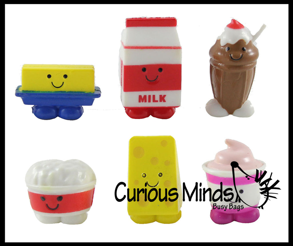 LAST CHANCE - LIMITED STOCK  - Cute Dairy Food Mini Toy Figurines Replicas - Math Counters, Sorting or Alphabet Objects, Playsets