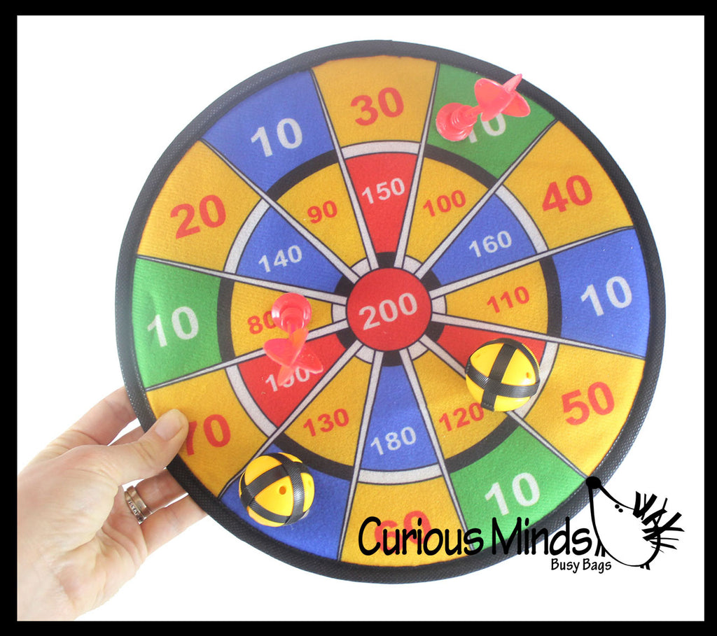 Hook and Loop Sticky Fabric Dart Board - Dart Game with Balls and Darts