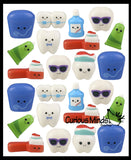 Cute Micro Dental Slow Rise Squishy Toys - Mini Teeth, Floss, Toothpaste, Toothbrushes - Memory Foam Party Favors, Prizes, Pediatric Dentist Orthodontist