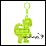 Mini Dinosaur Bubble Pop Fidget Toy on Clip - Silicone Push Poke Bubble Wrap Fidget Toy - Press Bubbles to Pop the Bubbles Down Clip on Backpack or Bag - Bubble Popper Sensory Stress Toy