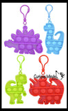 Mini Dinosaur Bubble Pop Fidget Toy on Clip - Silicone Push Poke Bubble Wrap Fidget Toy - Press Bubbles to Pop the Bubbles Down Clip on Backpack or Bag - Bubble Popper Sensory Stress Toy