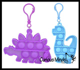 Mini Dinosaur Bubble Pop Fidget Toy on Clip - Silicone Push Poke Bubble Wrap Fidget Toy - Press Bubbles to Pop the Bubbles Down Clip on Backpack or Bag - Bubble Popper Sensory Stress Toy