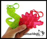 Mini Dinosaur Bubble Pop Fidget Toy on Clip - Silicone Push Poke Bubble Wrap Fidget Toy - Press Bubbles to Pop the Bubbles Down Clip on Backpack or Bag - Bubble Popper Sensory Stress Toy