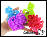 Mini Dinosaur Bubble Pop Fidget Toy on Clip - Silicone Push Poke Bubble Wrap Fidget Toy - Press Bubbles to Pop the Bubbles Down Clip on Backpack or Bag - Bubble Popper Sensory Stress Toy