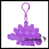 Mini Dinosaur Bubble Pop Fidget Toy on Clip - Silicone Push Poke Bubble Wrap Fidget Toy - Press Bubbles to Pop the Bubbles Down Clip on Backpack or Bag - Bubble Popper Sensory Stress Toy