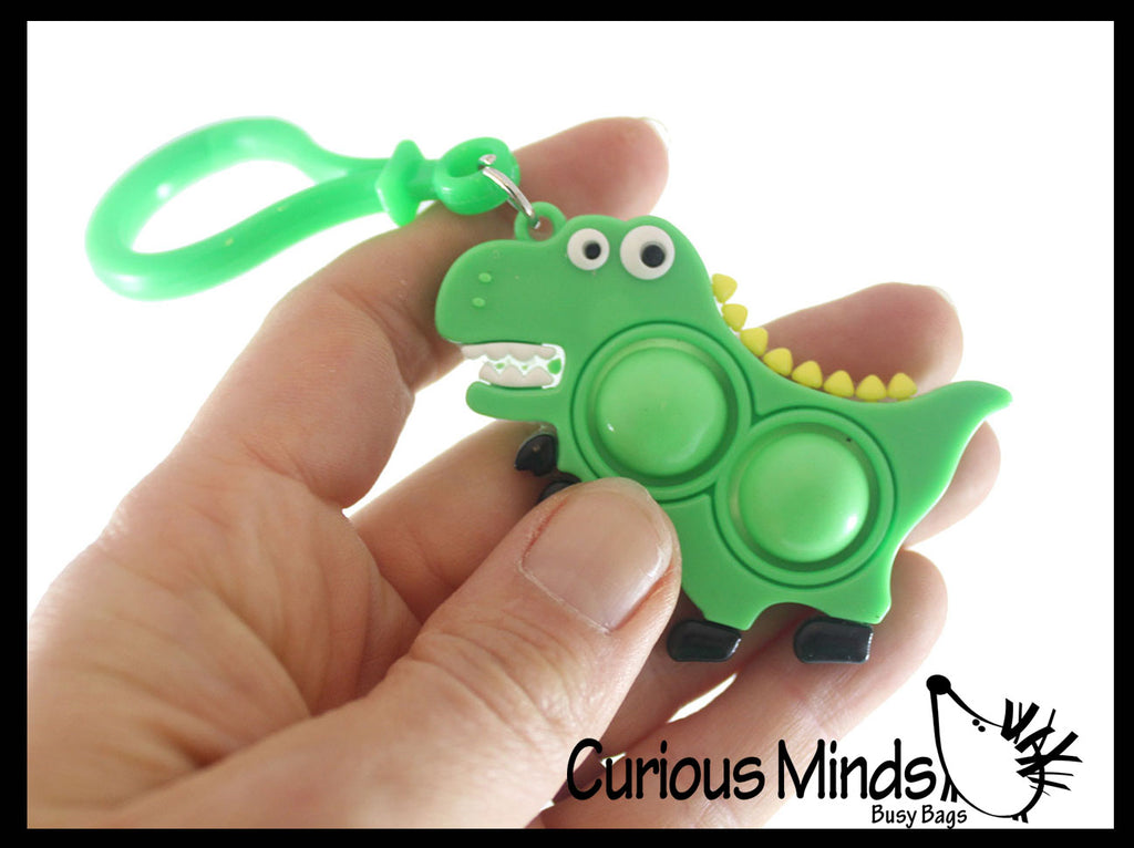 LAST CHANCE - LIMITED STOCK - Dino 2-Bubble Pop Clip on Fidget - Silicone Push Poke Bubble Wrap Fidget Toy - Press Bubbles to Pop - Bubble Popper Sensory Stress Toy