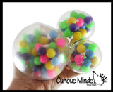 Set of 3 Different Sized Molecule DNA Balls - All 3 Sizes -  Molecule DNA Ball - Squishy Fidget Ball - Unique Fun Stress Ball Filled with Squishy Balls