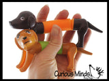 Cute Weiner Dog Pull and Pop Snap Animal Expanding Flexible Accordion Tube Toy - Free Play - Open Ended Fidget Toy