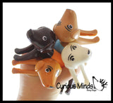 Cute Weiner Dog Pull and Pop Snap Animal Expanding Flexible Accordion Tube Toy - Free Play - Open Ended Fidget Toy
