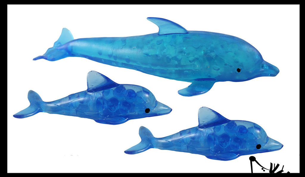 Dolphin Family - Set of 3 Water Bead Filled Squeeze Stress Ball  -  Sensory, Stress, Fidget Toy