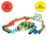 Domino Kinetic Set - 143 Piece Set with Stunt Accessories - Bulk Dominoes - Made in the USA - STEM STEAM