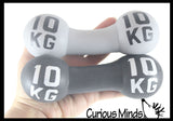 LAST CHANCE - LIMITED STOCK - Dumbbell Soft Doh Filled Stress Ball - Dumbell Weights Squishy Gooey Floppy Squish Sensory Squeeze Balls Gym Bodybuilder