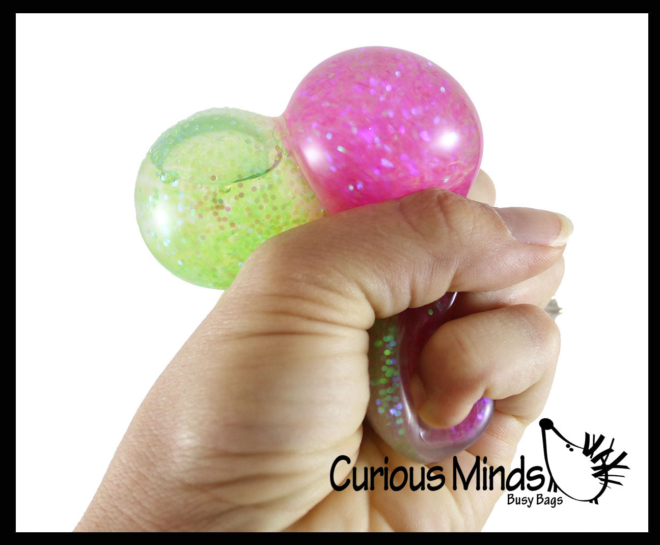 Dual Glitter Swirling Stress Ball -  Sensory, Stress, Fidget Toy Calm - 2 Colors, Squishy Fun