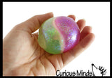 Dual Glitter Swirling Stress Ball -  Sensory, Stress, Fidget Toy Calm - 2 Colors, Squishy Fun