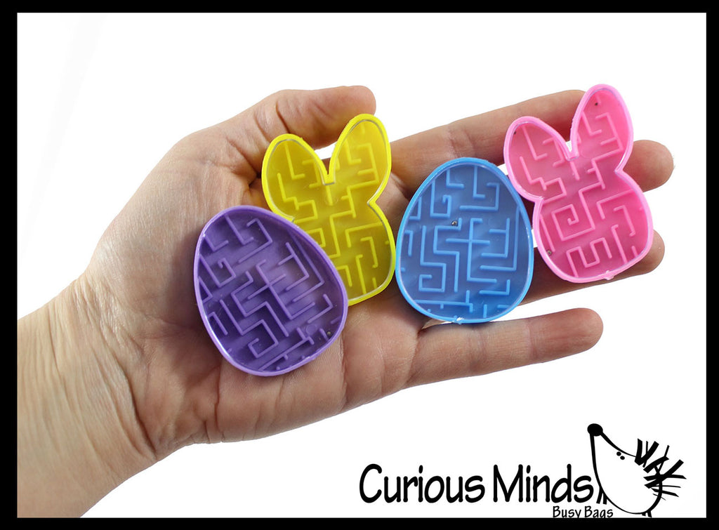Easter Pill Maze Toys - Bunny and Egg Shaped - Easter Themed Small Toys - Easter Egg Filler Set - Small Toy Prize Assortment Egg Hunt