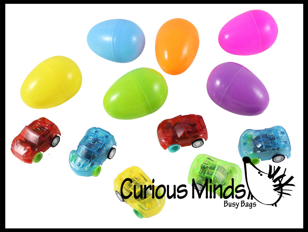 Pre-filled Easter Eggs with Cars - Pull Back Toy Vehicle - Easter Egg Hunt - Easter Basket - Party Favor