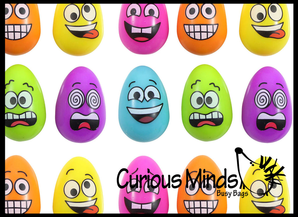 LAST CHANCE - LIMITED STOCK - CLEARANCE - SALE - Fun Emoji Face Eggs Bouncy Balls - Cute Easter Egg Filler Prize