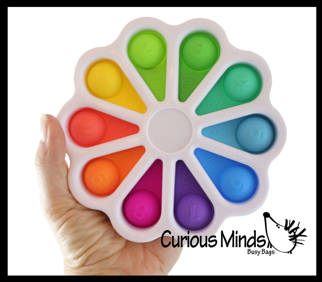 LAST CHANCE - LIMITED STOCK - Thick Flower with Numbers Hard Shell Multi Bubble Toddler to Adult - Bubble Wrap Pop Fidget Toy