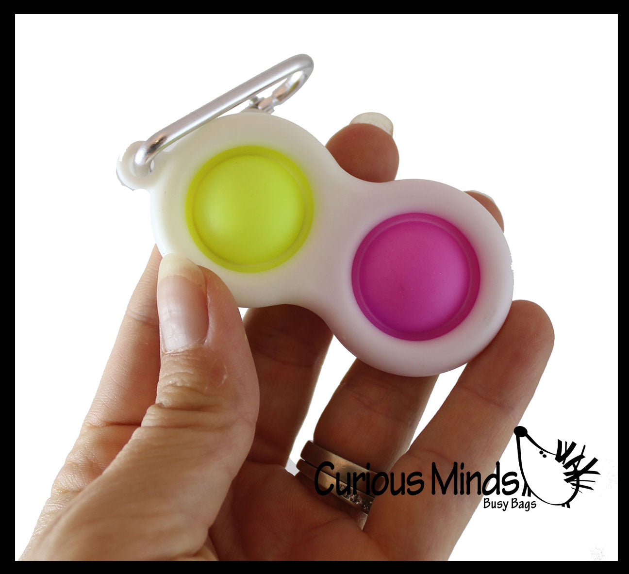Double Bubble Hard Shell Key Chain - Bubble Wrap Pop Fidget Toy Clip