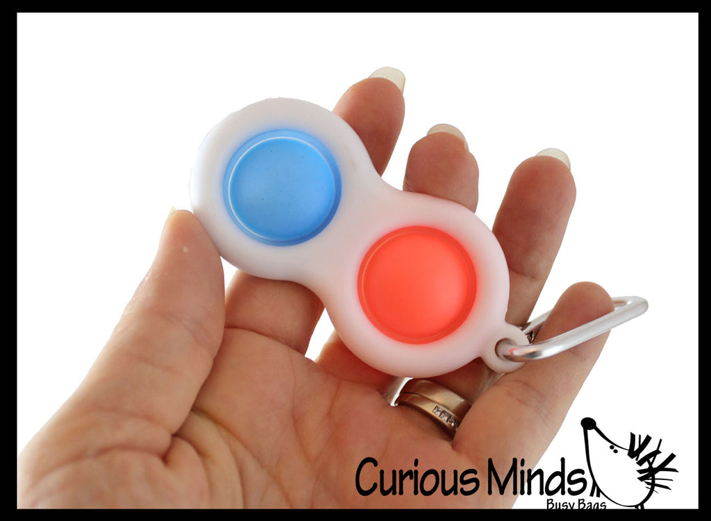 LAST CHANCE - LIMITED STOCK  - SALE - Double Bubble Hard Shell Key Chain - Bubble Wrap Pop Fidget Toy Clip