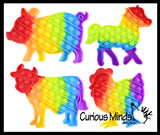 Cute Farm Animal Theme Rainbow Bubble Pop Game - Silicone Push Poke Bubble Wrap Fidget Toy - Press Bubbles to Pop the Bubbles Down - Bubble Popper Sensory Stress Toy Cow, Pig, Chicken, Horse