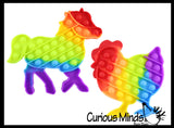 Cute Farm Animal Theme Rainbow Bubble Pop Game - Silicone Push Poke Bubble Wrap Fidget Toy - Press Bubbles to Pop the Bubbles Down - Bubble Popper Sensory Stress Toy Cow, Pig, Chicken, Horse