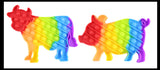 Cute Farm Animal Theme Rainbow Bubble Pop Game - Silicone Push Poke Bubble Wrap Fidget Toy - Press Bubbles to Pop the Bubbles Down - Bubble Popper Sensory Stress Toy Cow, Pig, Chicken, Horse