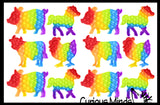Cute Farm Animal Theme Rainbow Bubble Pop Game - Silicone Push Poke Bubble Wrap Fidget Toy - Press Bubbles to Pop the Bubbles Down - Bubble Popper Sensory Stress Toy Cow, Pig, Chicken, Horse
