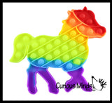 Cute Farm Animal Theme Rainbow Bubble Pop Game - Silicone Push Poke Bubble Wrap Fidget Toy - Press Bubbles to Pop the Bubbles Down - Bubble Popper Sensory Stress Toy Cow, Pig, Chicken, Horse