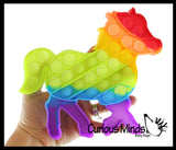 Cute Farm Animal Theme Rainbow Bubble Pop Game - Silicone Push Poke Bubble Wrap Fidget Toy - Press Bubbles to Pop the Bubbles Down - Bubble Popper Sensory Stress Toy Cow, Pig, Chicken, Horse