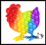 Cute Farm Animal Theme Rainbow Bubble Pop Game - Silicone Push Poke Bubble Wrap Fidget Toy - Press Bubbles to Pop the Bubbles Down - Bubble Popper Sensory Stress Toy Cow, Pig, Chicken, Horse
