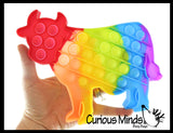 Cute Farm Animal Theme Rainbow Bubble Pop Game - Silicone Push Poke Bubble Wrap Fidget Toy - Press Bubbles to Pop the Bubbles Down - Bubble Popper Sensory Stress Toy Cow, Pig, Chicken, Horse