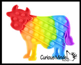 Cute Farm Animal Theme Rainbow Bubble Pop Game - Silicone Push Poke Bubble Wrap Fidget Toy - Press Bubbles to Pop the Bubbles Down - Bubble Popper Sensory Stress Toy Cow, Pig, Chicken, Horse
