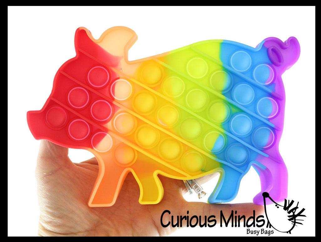 Cute Farm Animal Theme Rainbow Bubble Pop Game - Silicone Push Poke Bubble Wrap Fidget Toy - Press Bubbles to Pop the Bubbles Down - Bubble Popper Sensory Stress Toy Cow, Pig, Chicken, Horse