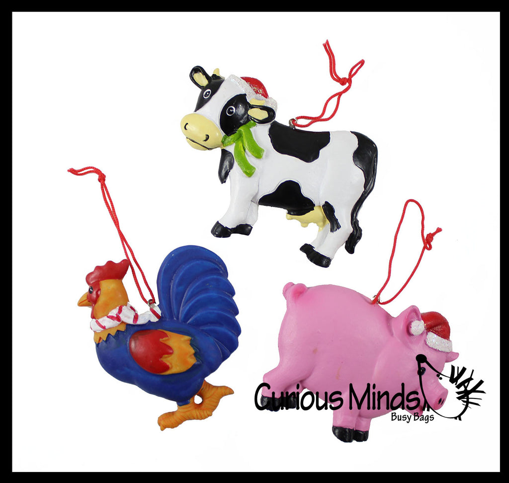 Cute Farm Animal Christmas Ornaments for Tree -  Christmas Holiday Decorations
