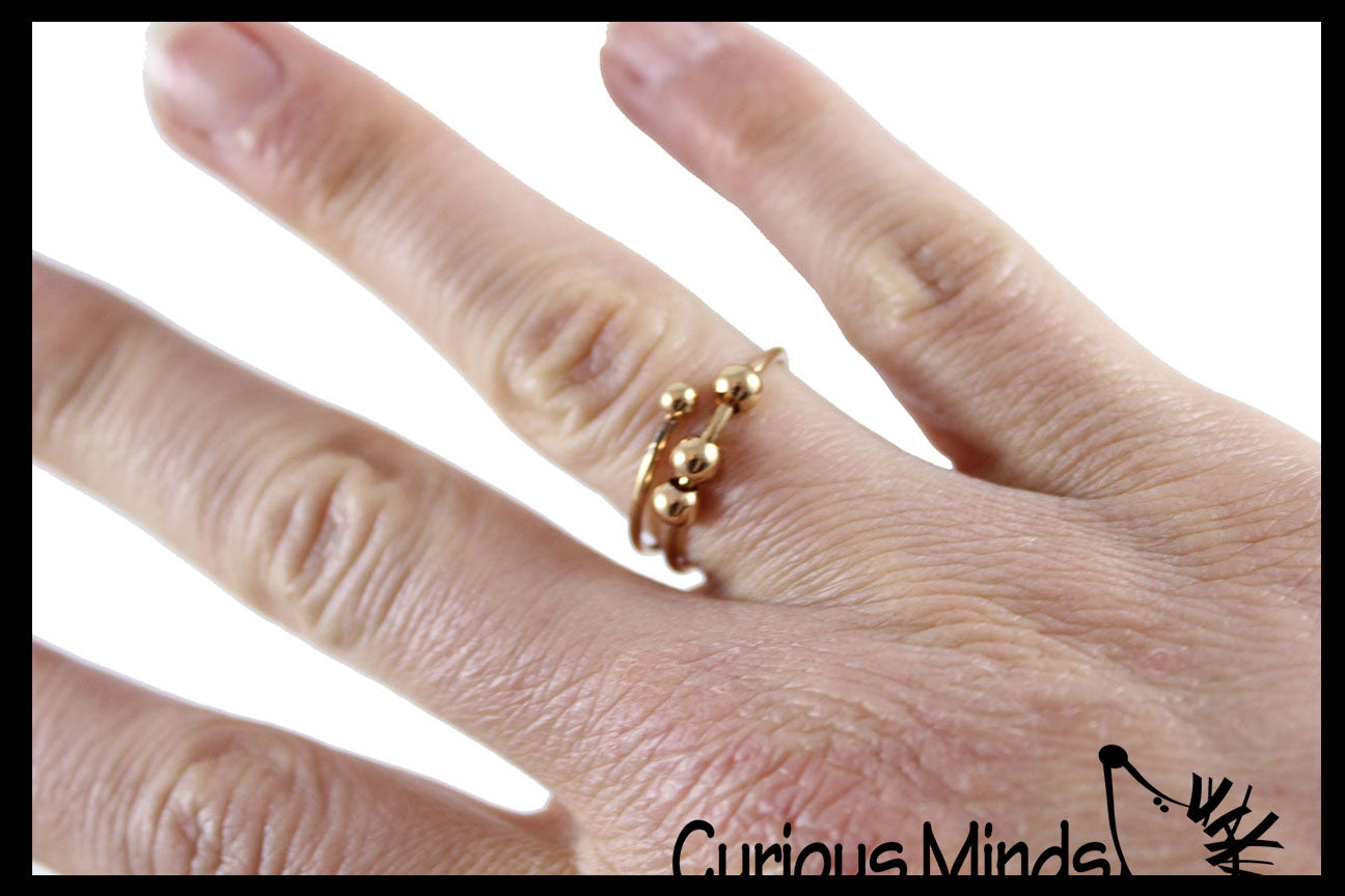 Spinning Bead Metal Fidget Ring - Wearable Fidget Jewelry - Wire Fidge ...
