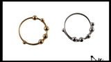 Spinning Bead Metal Fidget Ring - Wearable Fidget Jewelry - Wire Fidget for Your Finger - Massage Anti Stress Ring