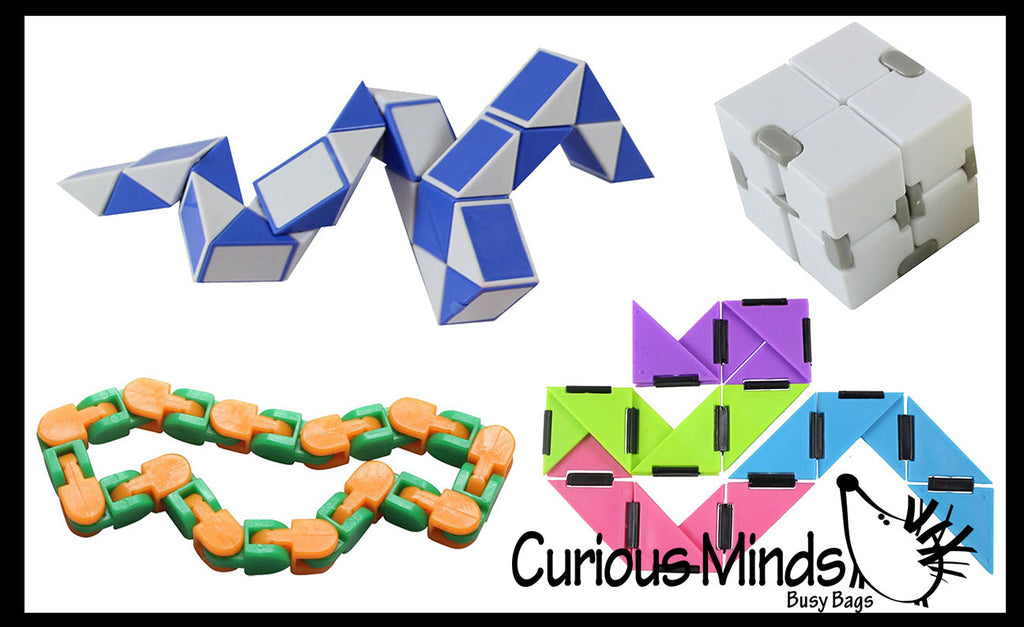 Fidget Set of 4 - Wacky Tracks, Twist Snake, Infinity Cube and Triangle - Fidget Toy -  - ADD Anxiety