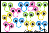 Finger Spies - Google Eye Finger Puppet Rings - Fun Bulk Novelty Toy - Googly Wiggle Eyeballs -  Goody Bags / Prizes / Rewards Box