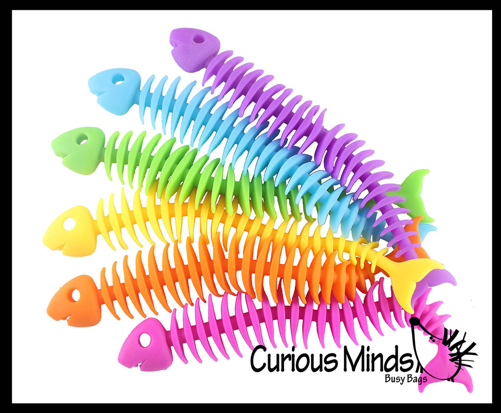 Stretchy Fishbone Animal Puffer Stretchy Noodle Toys - Fun Long Stretch Toys - Soft & Flexible - Fidget Sensory Toy - Stretchy Noodle String