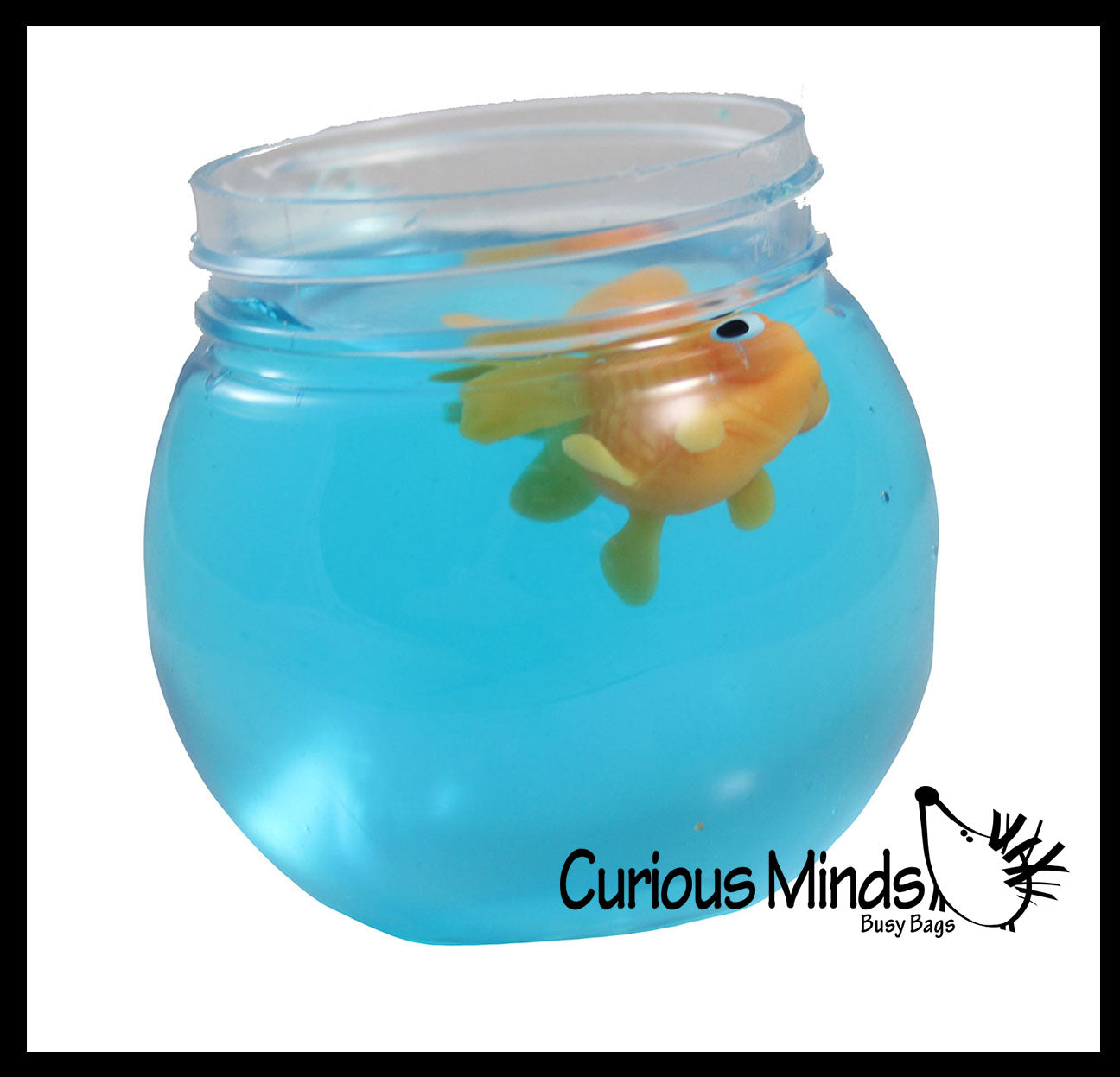 Goldfish Slime Bowl - Blue Slime with Mini Fish Figurine - Cute Pet pu