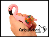Set of 4 Girly Stress Balls - Alpaca / Flamingo / Unicorn / Sheep -  Squishy Blob Mesh Ball with Soft Web - Squishy Fidget Ball