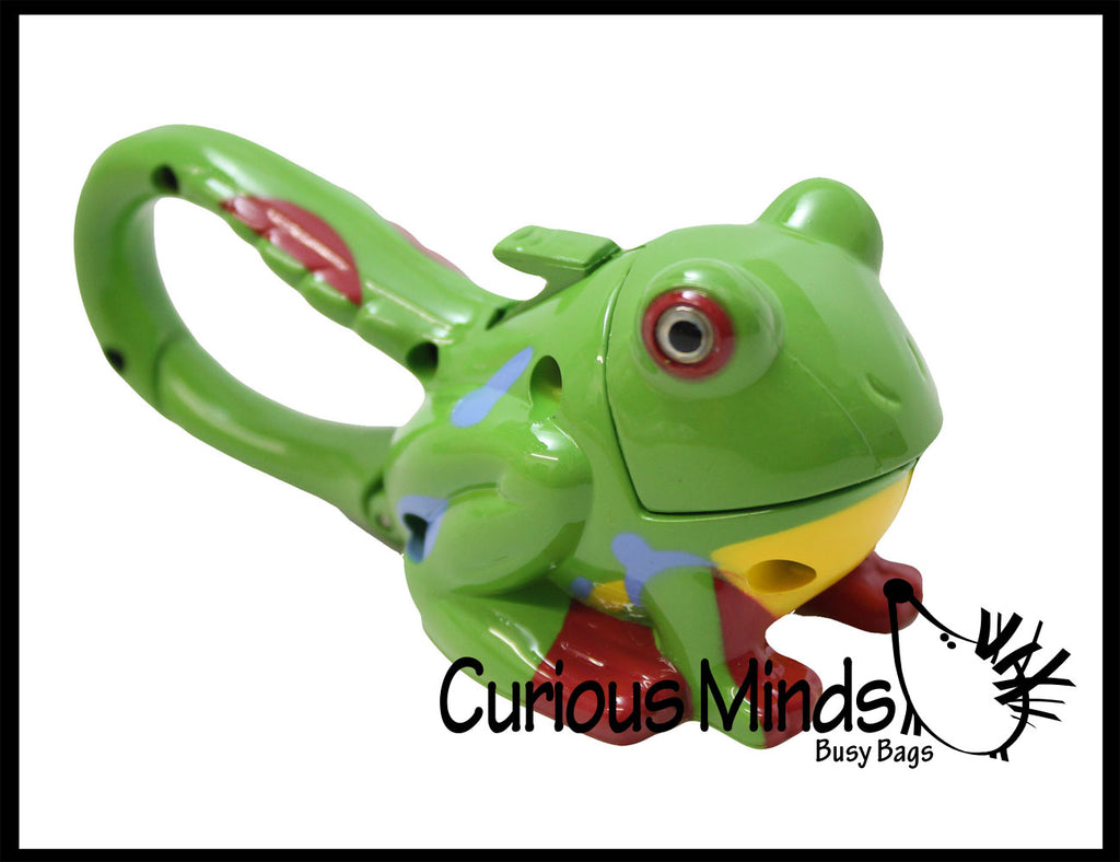 LAST CHANCE - LIMITED STOCK -CLEARNANCE - SALE - Light Up Frog Carabiner Keychain - Sensory Toy