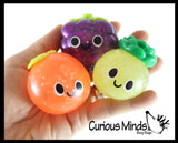Glitter Small Fruit Thick Gel Filled Squeeze Stress Balls with Faces  -  Sensory, Stress, Fidget Toy - Pineapple, Strawberry, Orange, Watermelon, Apple, Grapes