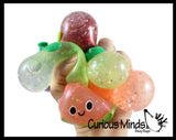 LAST CHANCE - LIMITED STOCK  - SALE - Glitter Small Fruit Thick Gel Filled Squeeze Stress Balls with Faces  -  Sensory, Stress, Fidget Toy - Pineapple, Strawberry, Orange, Watermelon, Apple, Grapes