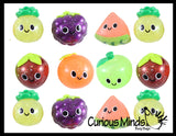 LAST CHANCE - LIMITED STOCK  - SALE - Glitter Small Fruit Thick Gel Filled Squeeze Stress Balls with Faces  -  Sensory, Stress, Fidget Toy - Pineapple, Strawberry, Orange, Watermelon, Apple, Grapes