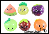 LAST CHANCE - LIMITED STOCK  - SALE - Glitter Small Fruit Thick Gel Filled Squeeze Stress Balls with Faces  -  Sensory, Stress, Fidget Toy - Pineapple, Strawberry, Orange, Watermelon, Apple, Grapes