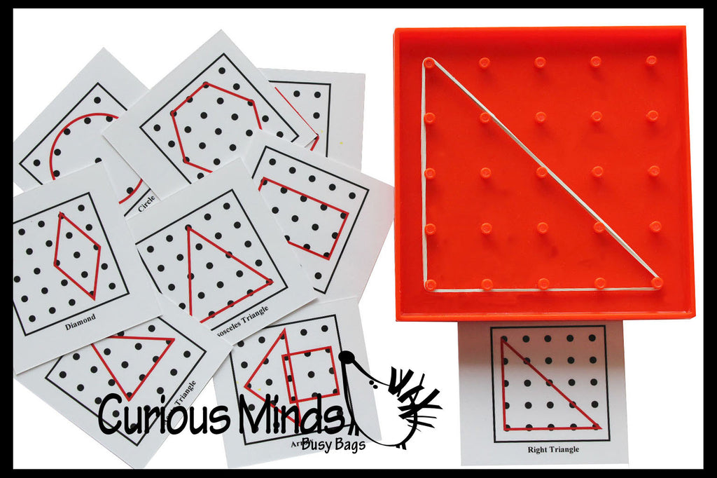 LAST CHANCE - LIMITED STOCK - SALE - Mini Geoboard (shape, alphabet and number cards available)