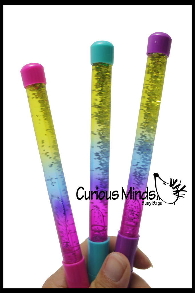 LAST CHANCE - LIMITED STOCK  - SALE - Liquid Dripping Pens with Glitter and Stars - Soothing and Calming Motion Pen - Liquid Timer Sensory Office Toy - Visual Stimulation